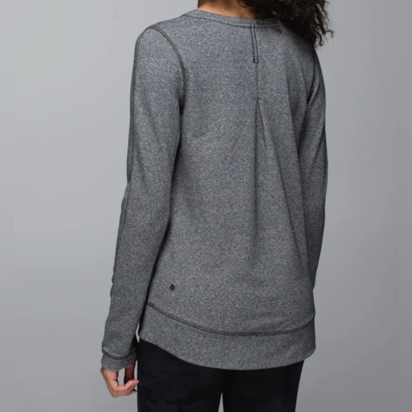 Lululemon Exhalation Pullover II Heathered Speckled Black Sweatshirt Size 6 - Picture 2 of 9